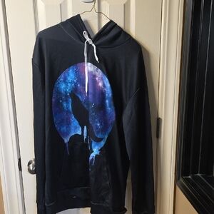 Men's Black Wolf Graphic Hoodie